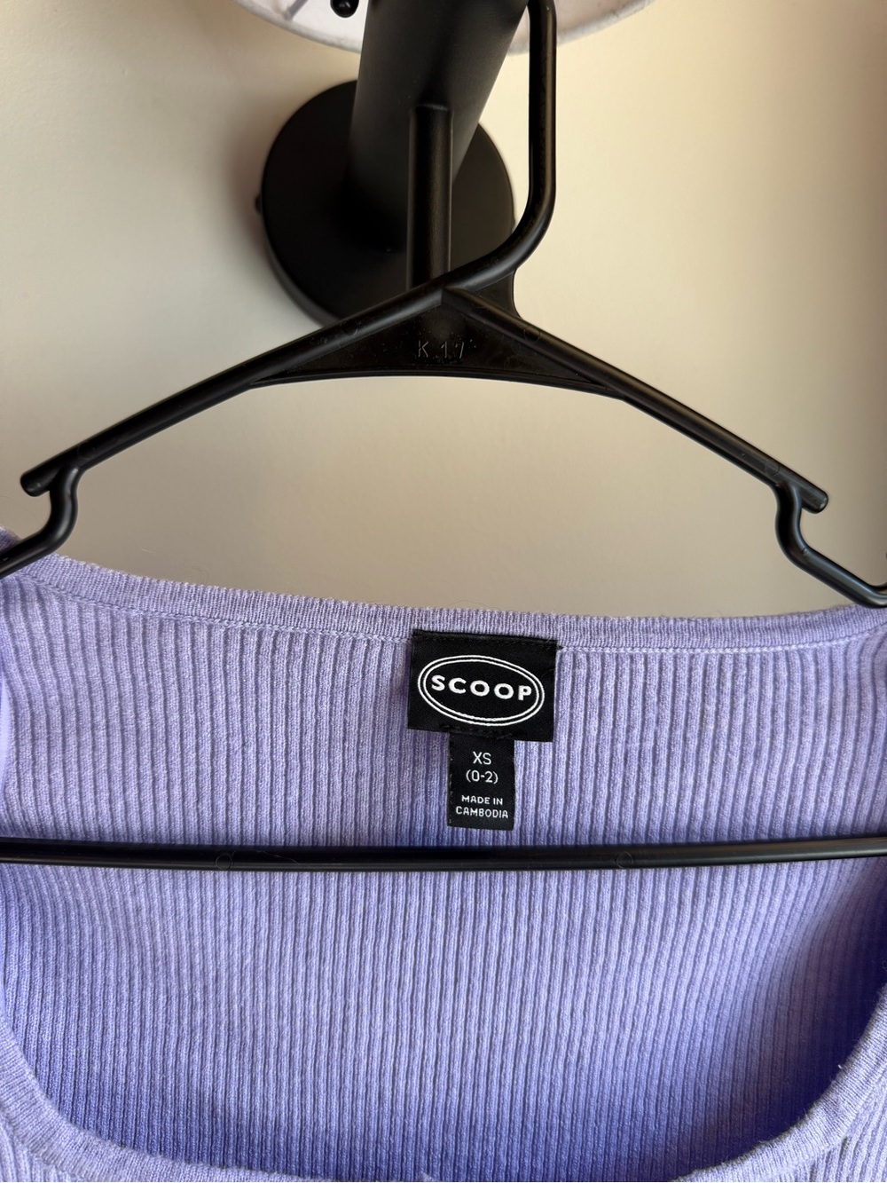 Scoop Lavender Ribbed Button-Front Square Neck Top - Picture 2 of 3